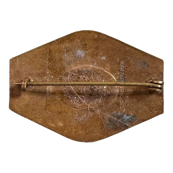 Vintage Czechoslovakia Pink Enamel Floral Brooch Cobalt Blue Flowers Accents - Picture 2 of 5